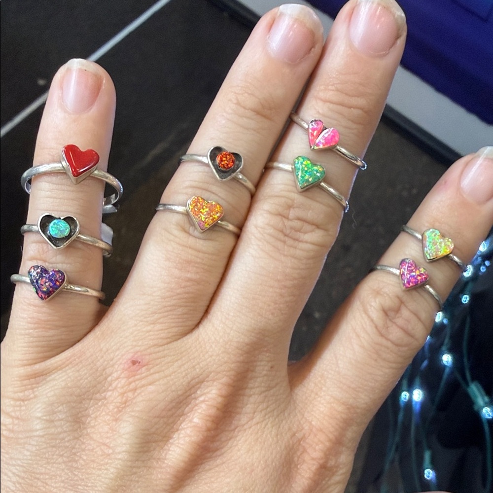 Heart-Shaped Opal Rings - Picture 2 of 2